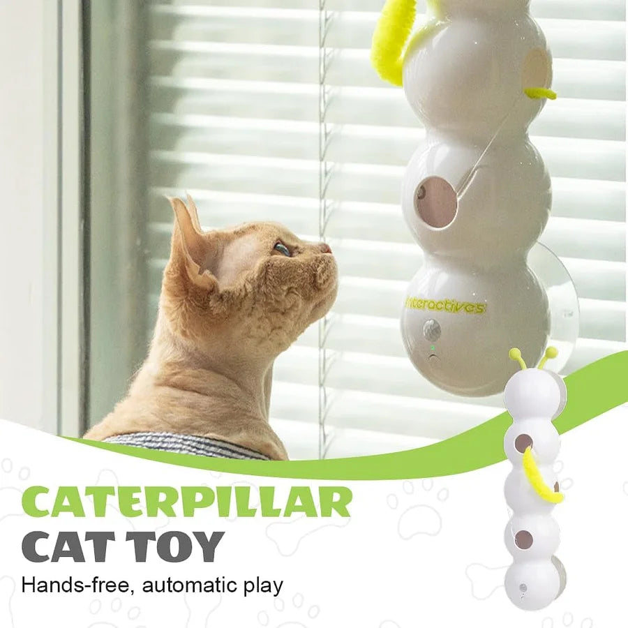 Smart Motion Cat Toy with Worm Design - Automatic Interactive Kitten Teaser with Feather | Self-Moving & Battery Operated