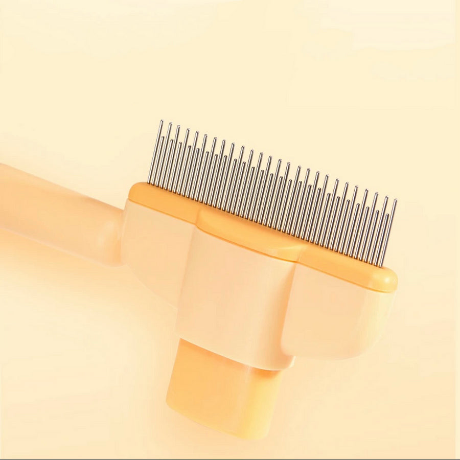 Cat Brush with Release Button, Built-in Stainless Steel