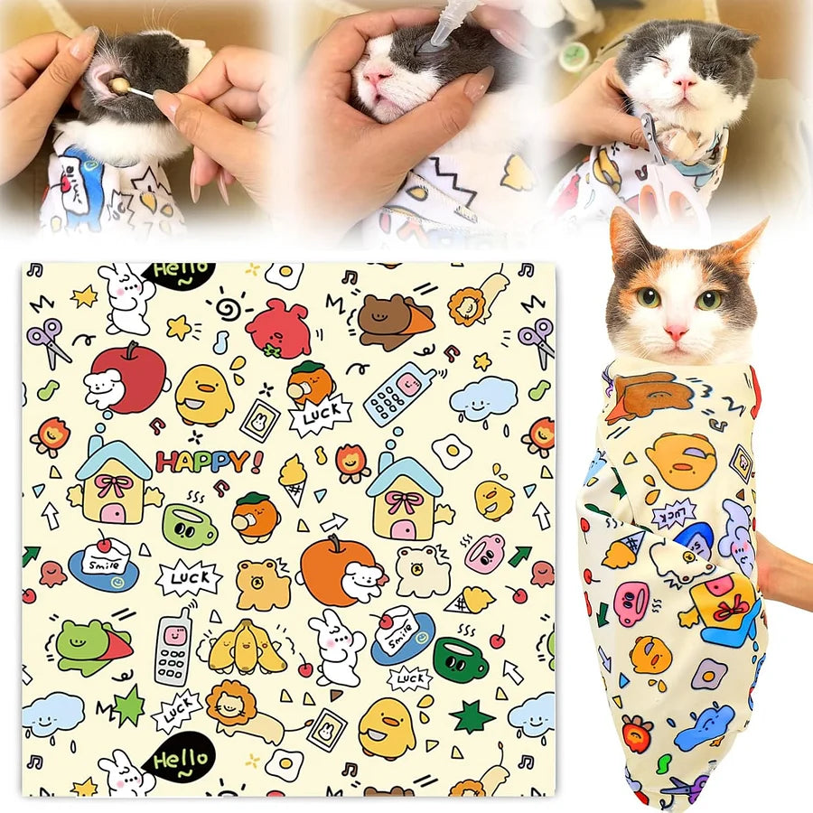 Self-Adherent Cat Grooming Wrap - Escape Proof Restraint for Nail Trimming & Ear Cleaning