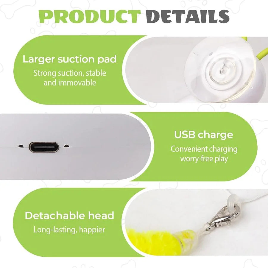 Smart Motion Cat Toy with Worm Design - Automatic Interactive Kitten Teaser with Feather | Self-Moving & Battery Operated