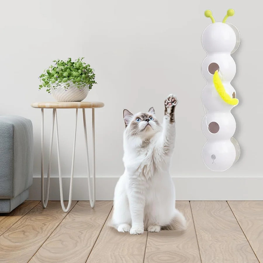 Smart Motion Cat Toy with Worm Design - Automatic Interactive Kitten Teaser with Feather | Self-Moving & Battery Operated