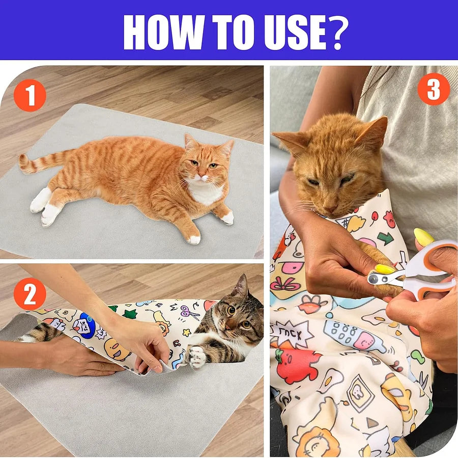 Self-Adherent Cat Grooming Wrap - Escape Proof Restraint for Nail Trimming & Ear Cleaning