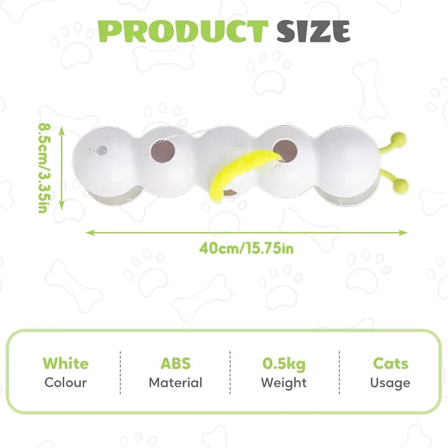 Smart Motion Cat Toy with Worm Design - Automatic Interactive Kitten Teaser with Feather | Self-Moving & Battery Operated