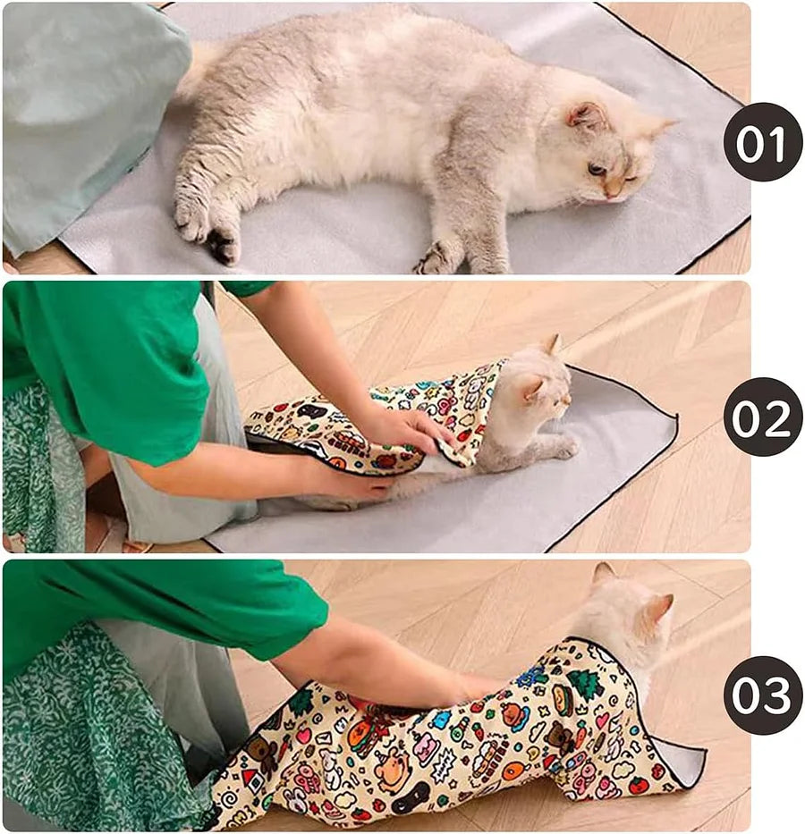 Self-Adherent Cat Grooming Wrap - Escape Proof Restraint for Nail Trimming & Ear Cleaning